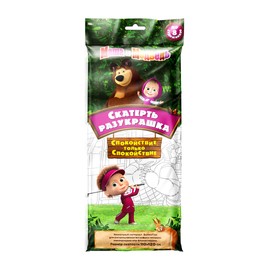 Shamanicshop Children's Tablecloth Coloring Book,Masha and The Bear – 1 Large Square Colored Pattern on tablecloths for Children