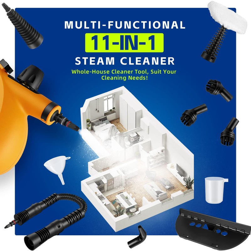 Handheld Steam Cleaner, Pressurized Multi-Surface Steam Cleaner with 11pcs Accessories,