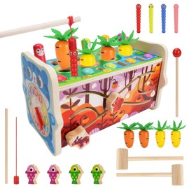 Esslwit Children's Educational Toys, Farm Pulling Radish Fishing Whack-a-mole Toys, Xylophone Tapping Shape Matching Toys for Boys and Girls, Children's Birthday Gifts