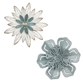 hogardeck Metal Flower Wall Decor 2 PCS 11" Metal Farmhouse Wall Decor, Floral Metal Wall Art for Indoor Outdoor, Boho Wall Decor for Bathroom, Living Room, Kitchen, Bedroom, Porch, Garden, Yard