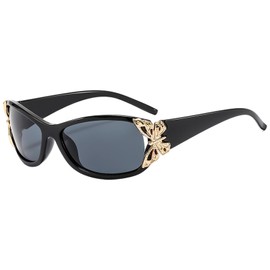 CutitiUU PC Wrap Around Rectangular Butterfly Sunglasses,UV400 Protection,Polarized Sunglasses Womens UV Protection,Trendy Retro Shades,for Driving Outdoors