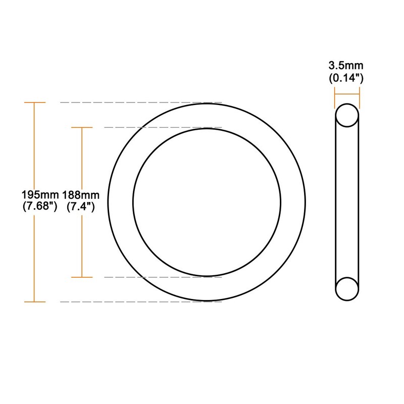 sourcing map Packung mit 1 Nitrilkautschuk O-Ringe 195mm OD 188mm