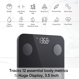Wyze Smart Scale for Body Weight and Fat, Digital Bathroom Scale, Weighing Machine for People's Muscle BMI, Bluetooth Electronic Body Composition Monitor, 400lb