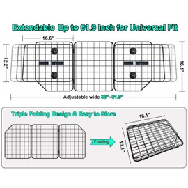 CASIMR Dog Car Barrier for SUVs, Vehicles, Trucks, Cars, Adjustable Pet Divider Cargo Area Universal-Fit, Folding Design for Easy Storage, Heavy-Duty Wire Mesh Barriers Safety Travel Accessories