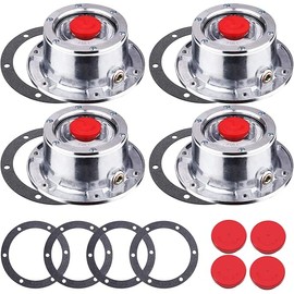 CheeMuii 343-4009 Trailer Hub Cap 4 PCS 3434009 Aluminum Hubcaps for Trailer Axle with Extra 4 PCS Rubber Plugs and Gaskets Replaces Stemco 343-4009