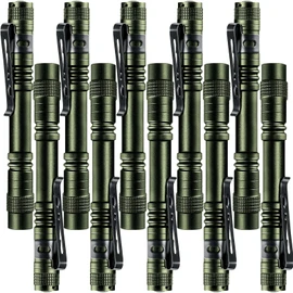 Beieverluck 10 Pack Small Mini Flashlights, Pocket Flashlight Penlight with Clip, Tactical Pen Light for Camping Outdoor Emergency Inspection Fathers Gifts for Dad Husband