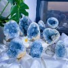 Natural Blue Celestite Druzy Quartz Crystal Egg Cluster Raw Stone