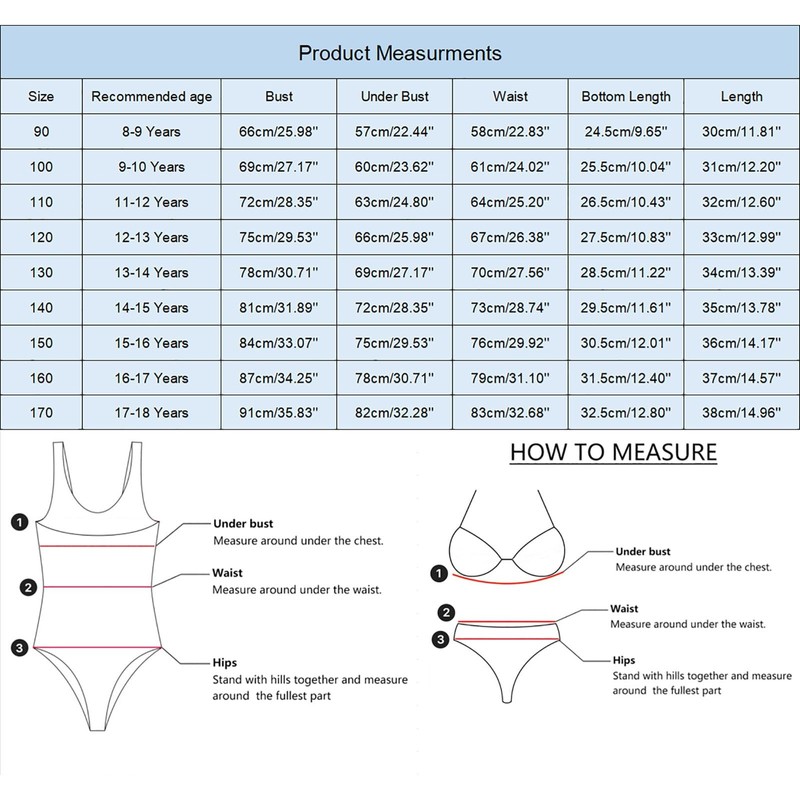 Bikini da bambina, bikini per adolescenti, 3 pezzi, con parte