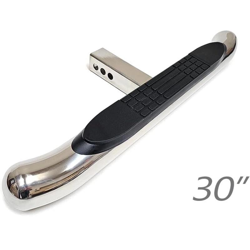 AZONECAR 30" Polished Chrome Tow Hitch Step Bar-3" Round Curved