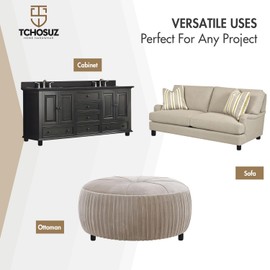 TCHOSUZ 4 inch / 10cm Wooden Furniture Legs, Pack of 4 Black Solid Wood Round DIY Replacement Feet with M8 Hanger Bolts & T-Nuts or Sofa Table Couch Cabinet Recliner Ottoman Riser