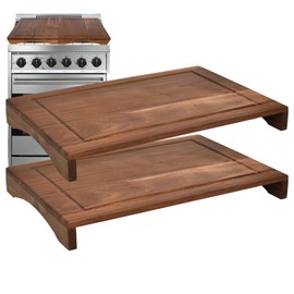 SwallowLiving 2pcs Noodle Board Stove Cover Wood with Handles, Wooden Stovetop Cover Board for Gas Stove and Electric Stove Top, Kitchen Sink Cover for Counter Space, Acacia