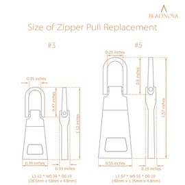 BEADNOVA Zipper Pull Replacement Repair Metal Zipper Pull Tab for Luggage Suitcase Backpack Jacket Bags Coat Boots (Gold Color Assorted, Size 3and 5, 8 Piece)