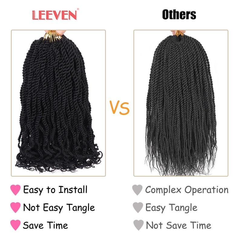 Leeven 8 Packs Senegalese Twist Crochet Hair with Curly Ends, 8