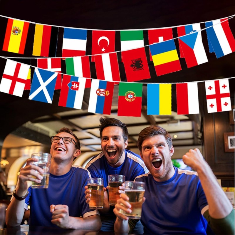 Countries Flags - 26ft/8m, Waterproof, Flags for home, Bar, Restaurant