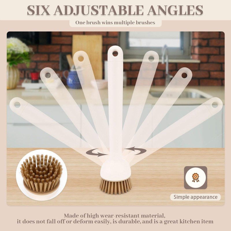 Diakey 2 Pack Dish Brush with Adjustable Angle Handle, Stiff