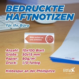 Litfax 10 Sticky Notes 10 x 100 Sheets Sticky Notes - Post It Sticky Notes in Brown with Left Arrow Direction