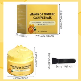 Turmeric Vitamin C Clay Mask, Face Mask with Turmeric Vitamin C, Deep Cleansing Face Mask, Skin Care, Vitamin C Clay Mask, Face Mask, Turmeric Skin Care Mask, Turmeric Skin Care Mask for Women