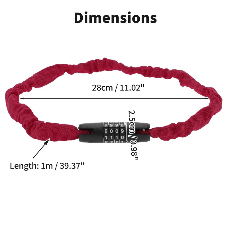 BULLSPANN 1 m Universal Security Bicycle Lock, Rustproof Bicycle Chain