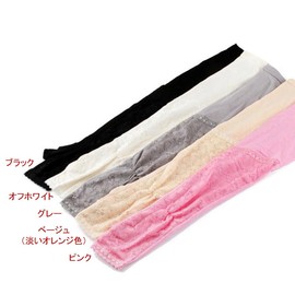 Arm Cover Long Size [53 cm] Sheer (TypeA) Lace with Finger Sleevless/Mini Towel Set/UV Guard UV Care Sun Protection Awning Gloves [MG151 – 01 – 010] , white