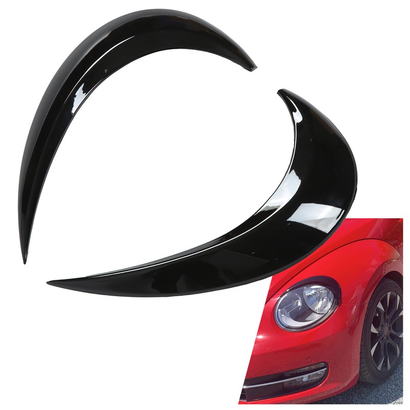 1 Pair Left Right Gloss Black Headlight Eyebrow Cover Trim