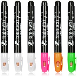 com-four® 6 x Chalk Pens for Blackboards and Windows - Chalk Marker for Writing and Decorating - Window Painting Chalk in 4 Colours