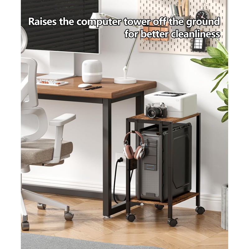 Akxomel 16.5" W Computer Tower Stand with Charging Station and