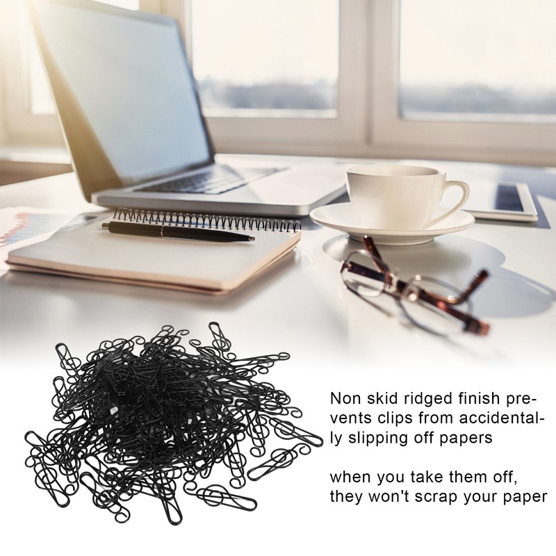 100 Pcs Note Paper Clip Black Creative Cute Music Wire