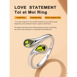 Bestyle Adjustable Rings Women's 925 Silver Droplet Ring, Gemstone Ring, Open Thumb Ring, Simple Ring, Teardrop Chunky Rings, Size Adjustable from 50-60, Sterling Silver