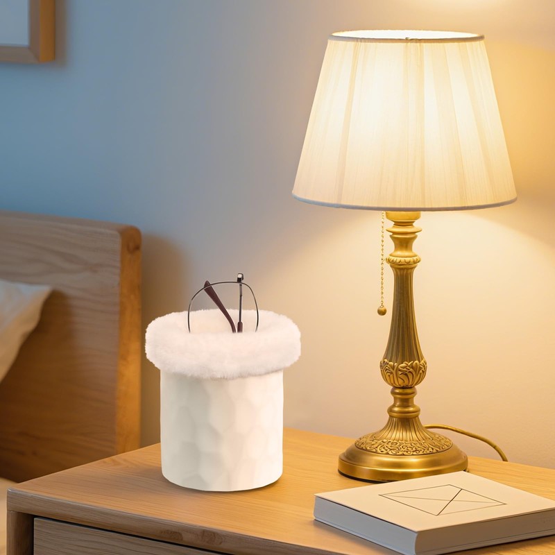 FINTIE Plush Lined Eyeglasses Holder for Nightstand, Silicone Glasses Stand