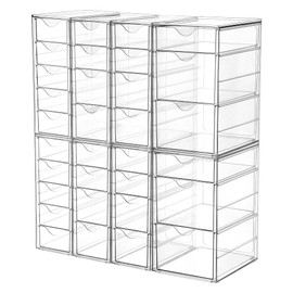 Vtopmart Acrylic Organizer with 32 Drawers, Desk Organizers and Accessories, Clear Makeup Organization, Dustproof Storage Drawers for Office Art Craft Supplies