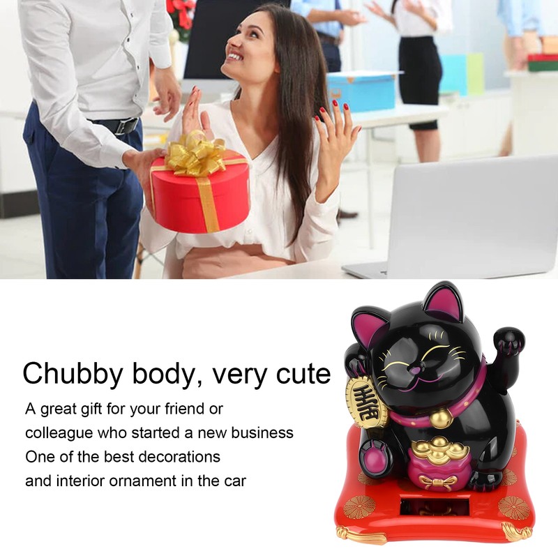 Lucky Cat Solar Powered Cute Decorative Wealth Welcoming Waving Fortune