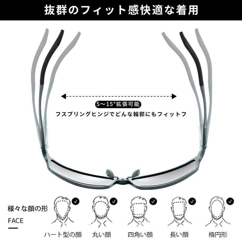 SOXICK Sunglasses, Clip-On, Driving, Discoloring, Dimming, Polarized Glasses, Front Apart