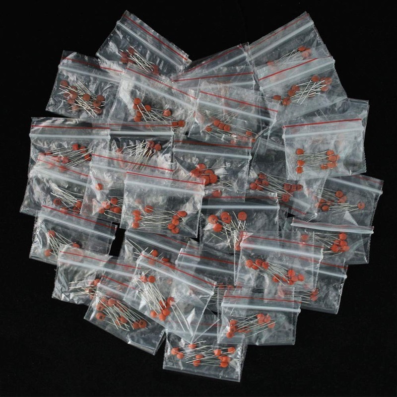 ARCELI 300 Pieces Ceramic Capacitor Set Pack 2PF-0.1UF 30 Values