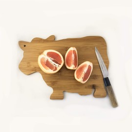 JB Home Collection, Bamboo Wood Cow Cutting Board Cow Shaped Serving Board 13.5" x 9" (1)