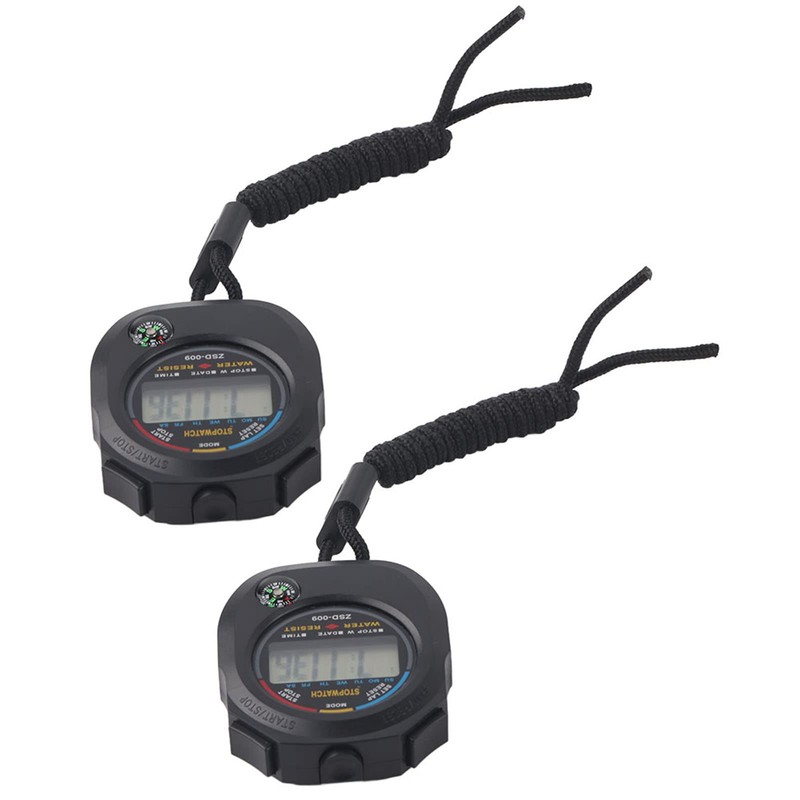 Stopwatch Timer, 2 PCS Multifunctional Handheld Digital LCD Stopwatch Timer