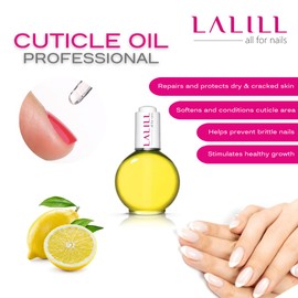 LALILL Nail Cuticle Oil 75 ml - Lemon Nail Care Oil - Nail Oil Care for Nails Cuticles - Spa Manicure Nail Design Hands - Vegan - with Pipette