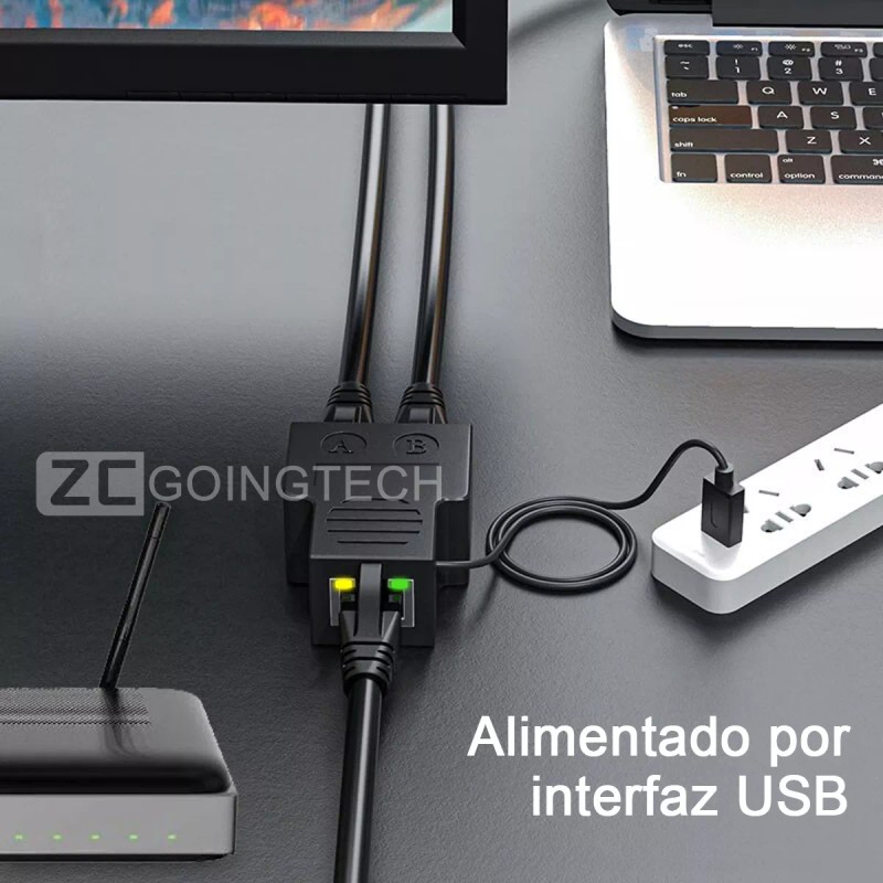 Zcgoingtech Adaptador Ethernet,divisor De Red Rj45 Puerto 1 Dividido 2