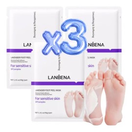 3 Par Mascarilla Exfoliante e hidratante Pies Lanbena Elimina Piel Muerta - 