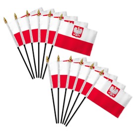 Poland (Eagle) 4x6in Stick Flag - 1 dozen pack