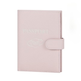 Royal Bagger RFID Genuine Leather Passport Wallet for Women, Casual Travel Wallets Card Holder with SIM Card Pin Tool 3220 (Light Pink)