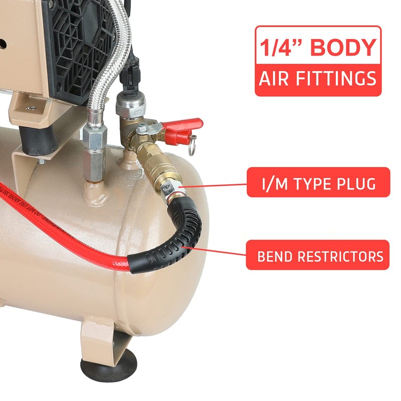 Hromee 1/4-Inch x 10ft Polyurethane Recoil Air Hose with Fittings