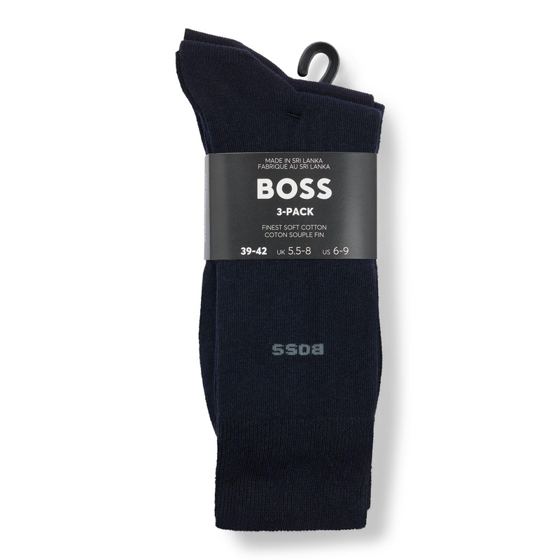 BOSS Mens 3P RS Uni CC Three-pack of cotton-blend socks