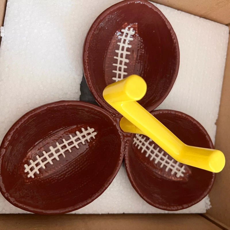 Boston Warehouse Touchdown 3 Section Football Condiment Server bowl Hand