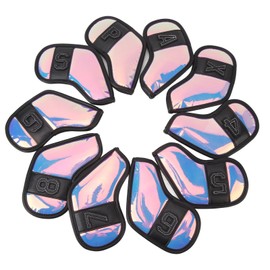 10Pcs Golf Club Covers Irons Golf Club Head Covers Stylish Golf Head Covers Fits Most Clubs(Black)