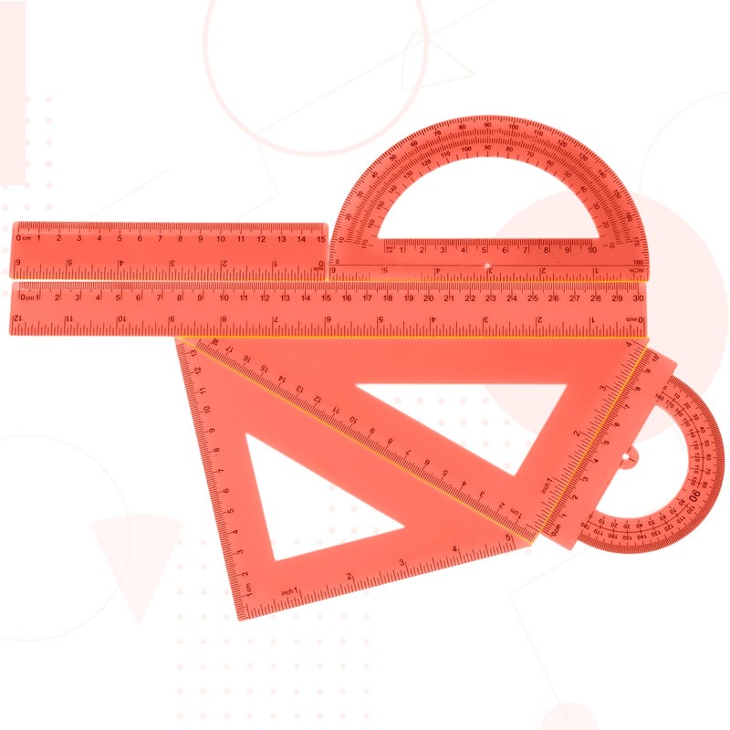 Tenare 6 Pcs Plastic Ruler Math Set Includes 12 Inch