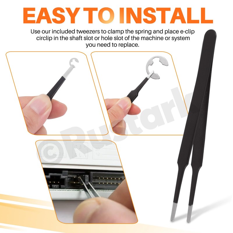 Rustark 211Pcs 14 Sizes 304 Stainless Steel E-Clip External Retaining