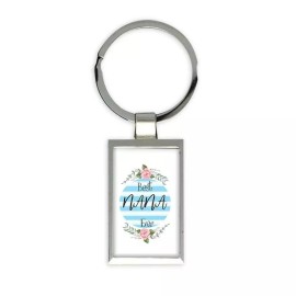 Gift Keychain : Best NANA Ever Christmas Cute Birthday Stripes Blue Grandma