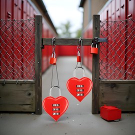 2Pcs Red Combination Lock, Heart Shape 3 Digital Password Padlock, Mini Outdoor Combo Gate Lock for School Gym Locker, Fence Gate, Toolbox, Employee Hasp Locker Combination Padlocks