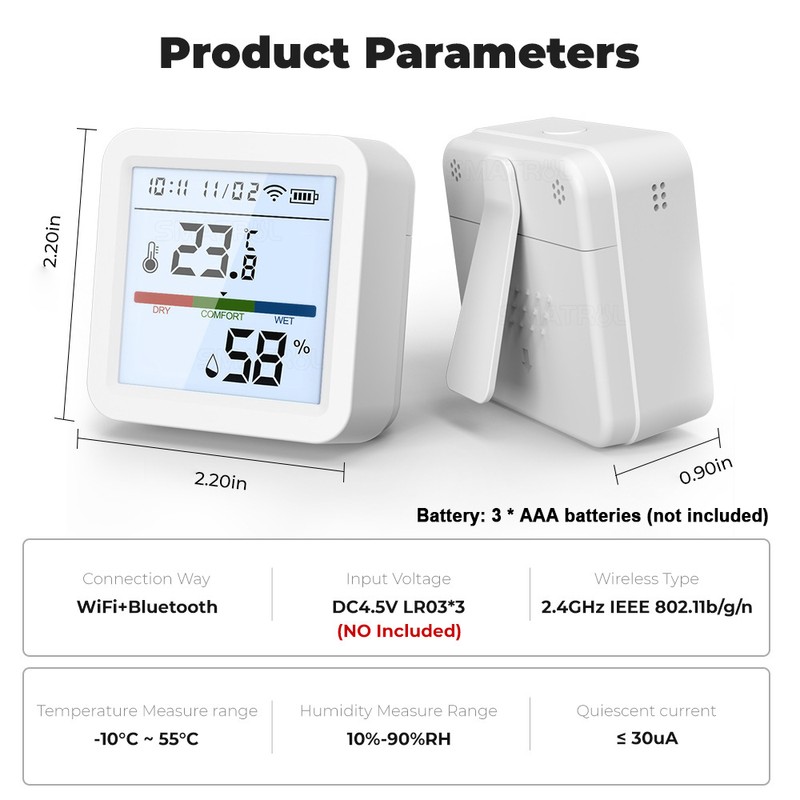 Tuya ZigBee Temperature Humidity Tester LCD Backlight Display Mobilephone APP