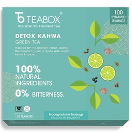 Teabox Detox Kahwa Green Tea Bags 100 pcs | For Natural Body Cleanse & Cold Relief | Made with 100% Indian Herbs & Spices